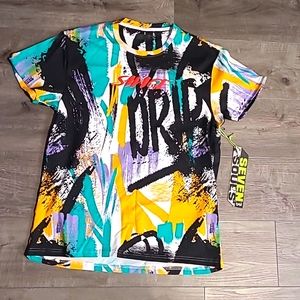 Men's Seven Souls shirt, size Large, colorful pattern, NWT.